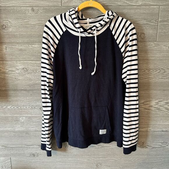 Orvis Long Sleeve‎ Hoodie Jersey Knit Navy Striped Women’s M - Picture 1 of 4